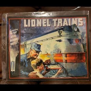 Vintage Tin Metal Collectible LIONEL TRAINS SIGN. Size16”/12.5”